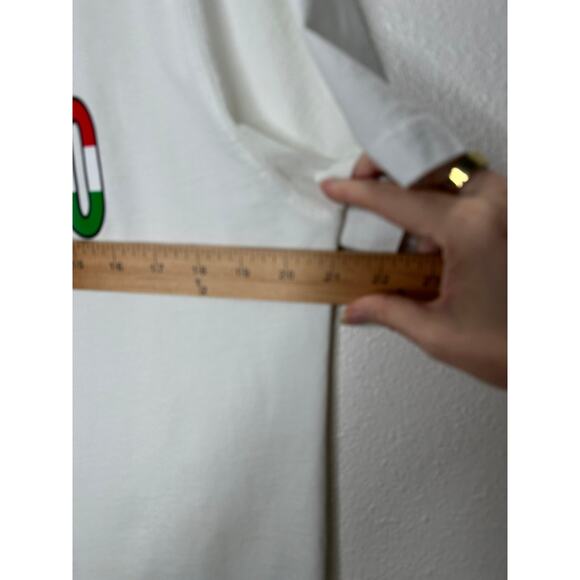 Moschino White Crewneck Short Sleeve Tee Italian Flag Moschino Graphic - Picture 10 of 11